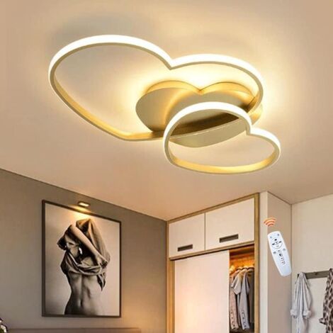 Children's Heart LED Ceiling Light 50cm Dimmable Remote Control Gold, Living Room Ceiling Light (1/5)