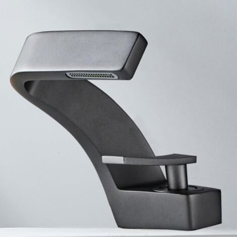 Gunmetal grey washbasin tap, single-handle waterfall mixer tap for a modern and elegant bathroom (1/5)
