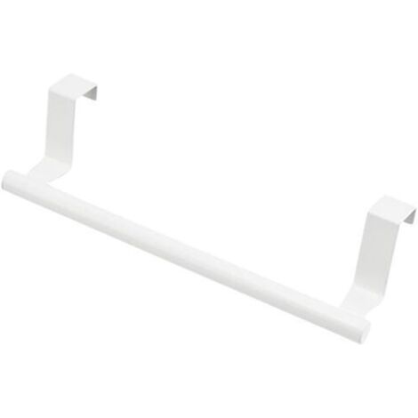 Hanging kitchen towel rack, white stainless steel, no drilling required, for cupboard door