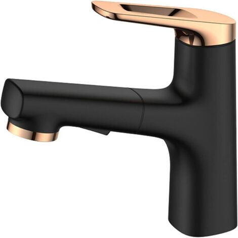 Modern brass mixer tap with pull-out spray head, single handle, bathroom (1/5)