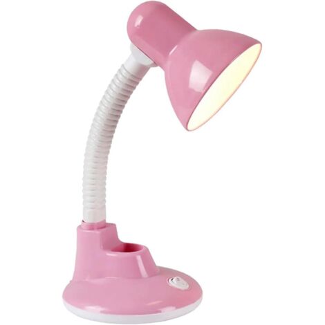 Lampe de Bureau Flexo Rose Métal Design Élégant Lecture Travail E27 (1/5)