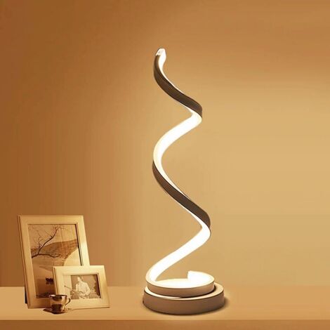 Lampe de Table LED Spirale 12W Intensité Variable Design Incurvé Lumière Douce Chevet