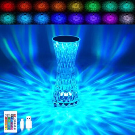 Lampe de Table LED Cristal RGB 16 Couleurs 6 Niveaux USB Rechargeable Décoration (1/5)