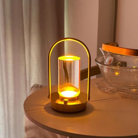 Lampe de Bureau LED Métal Sans Fil Rechargeable 3 Couleurs Camping Chambre (1/5)