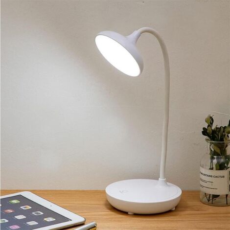 Lampe de Bureau LED Blanche Sans Fil Tactile 3 Niveaux Intensité Lecture (1/5)