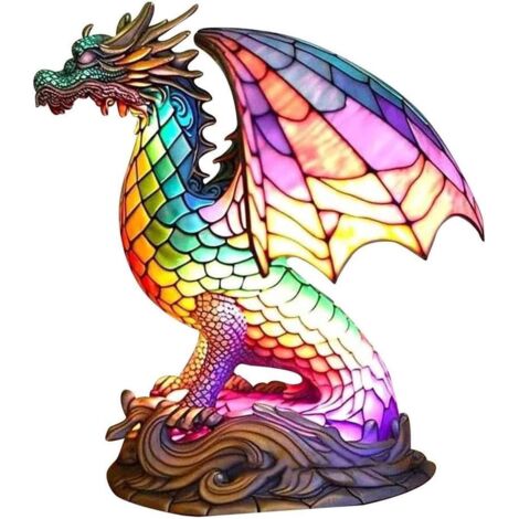 Lampe de Table Dragon Résine Rétro Décoration Chevet Bureau Chambre (1/5)