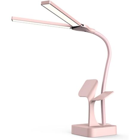 Lampe de Bureau LED Double Tête Bras Pivotant 3 Couleurs Protection Yeux