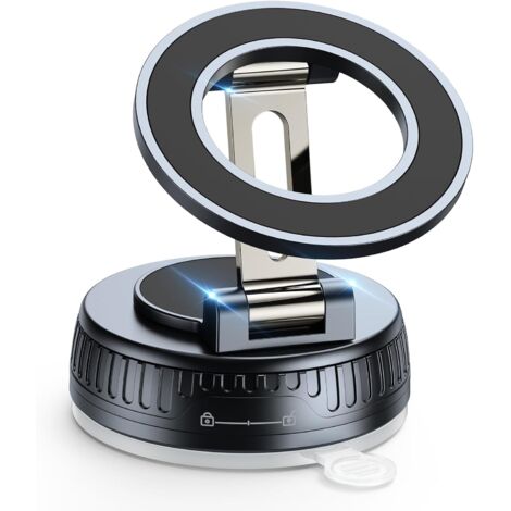 Support téléphone voiture magnétique ventouse 360°, fixation tableau bord universelle (1/5)