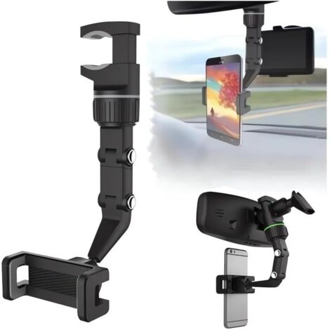 Support téléphone voiture rétroviseur 360°, support universel réglable smartphone (1/5)