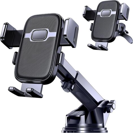 Support téléphone voiture 3 en 1, grille aération tableau bord pare-brise 360° (1/5)