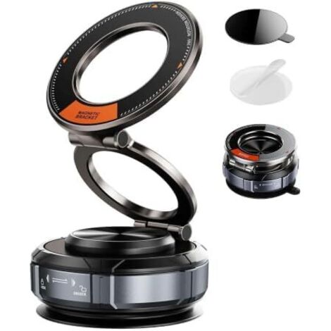 Support téléphone voiture magnétique ventouse 360°, fixation métallique robuste (1/5)