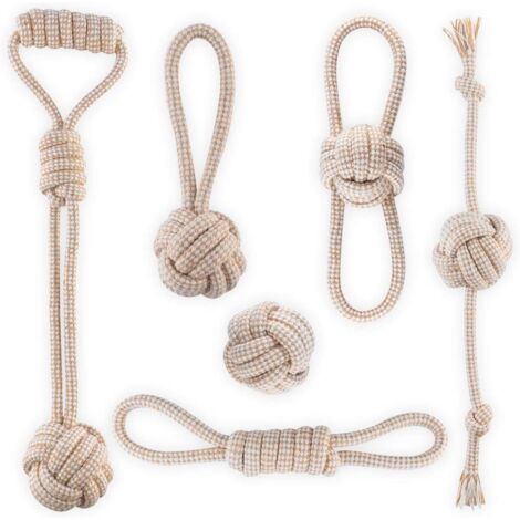 Jouets chien corde coton naturel, interactif nettoyage dents (1/5)