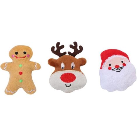 Lot 3 jouets Noël chien chat, peluche couineur mâcher (1/5)