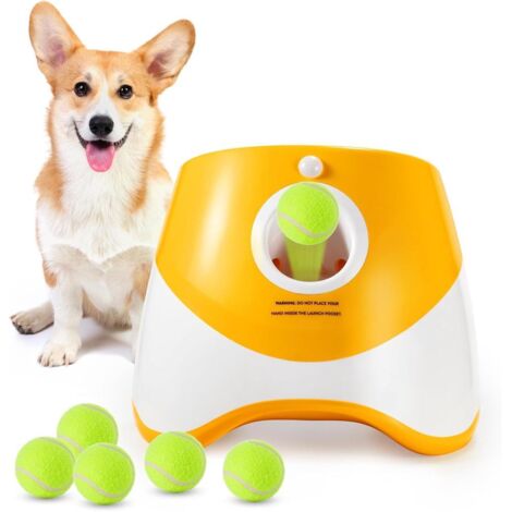 Lanceur balles chien automatique, 6 mini balles tennis orange (1/5)