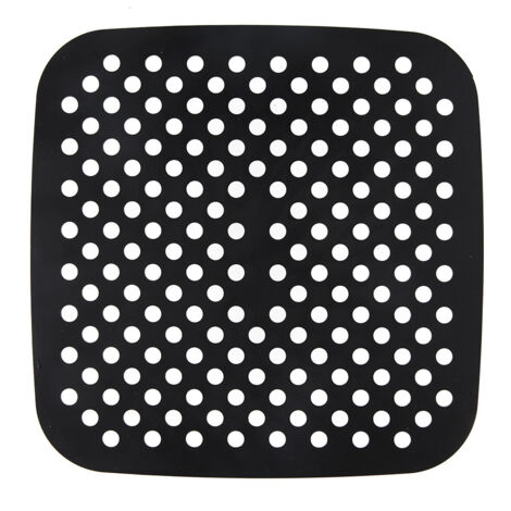 Tapis silicone carré 19 cm friteuse air, réutilisable antiadhésif résistant chaleur noir (1/5)