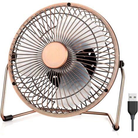Ventilateur bureau USB 6 pouces, silencieux 2 vitesses rotation 360° métal vintage (1/5)