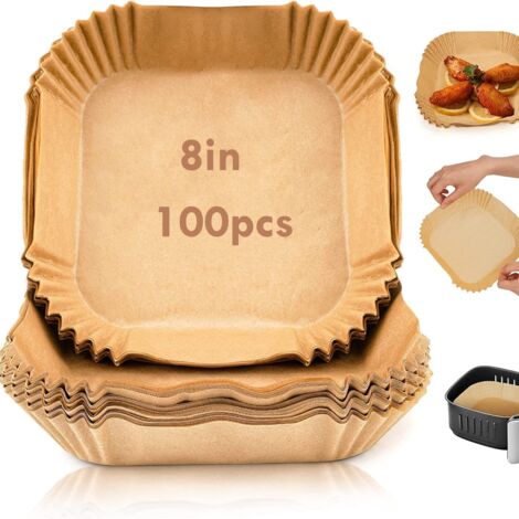 100 feuilles papier cuisson 20 cm friteuse air, panier antiadhésif jetable (1/5)