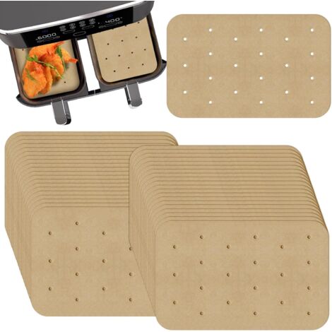 Papier cuisson perforé friteuse air, lot 100 feuilles antiadhésives circulation air optimale