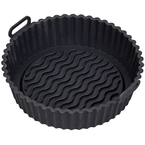 Panier silicone friteuse air 21 cm rond, antiadhésif réutilisable fond rainuré (1/5)