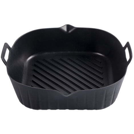 Plaque silicone friteuse air avec égouttoir, antiadhésive résistante chaleur noire (1/5)