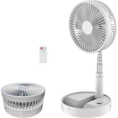 Ventilateur sur pied pliable 8 pouces, rechargeable silencieux télécommande réglable