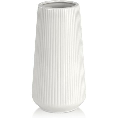 Petit vase fleurs plastique blanc, décoration herbe pampa salon table bureau cuisine (1/5)
