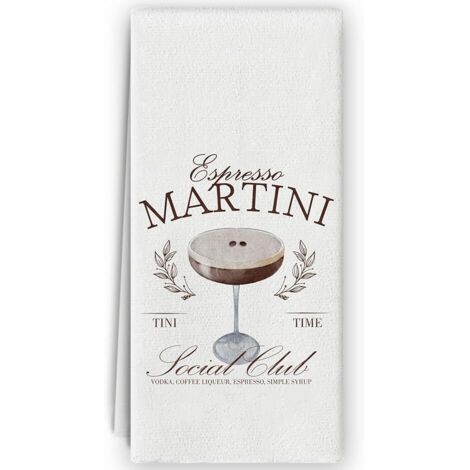 Serviettes bar Espresso Martini 40x60, torchons décoratifs Tini Time accessoires bar maison cadeau barman (1/5)