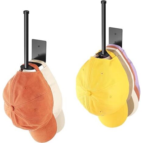 Supports casquettes inox lot 2, organisateur chapeaux adhésif ou à percer rangement porte placard (1/5)