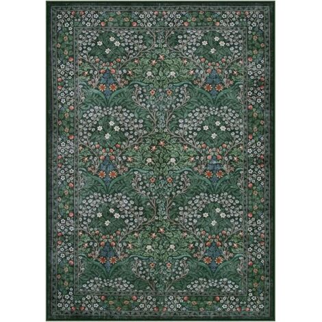 Tapis Lahome floral 140x200, tapis bohème doux lavable antidérapant salon chambre