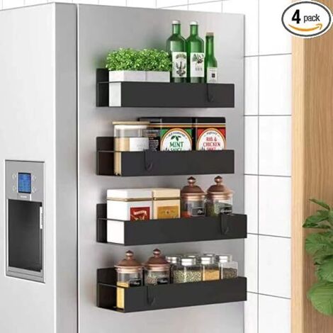 Organisateurs magnétiques épices métal lot 4, rangement frigo four cuisine gain de place (1/5)