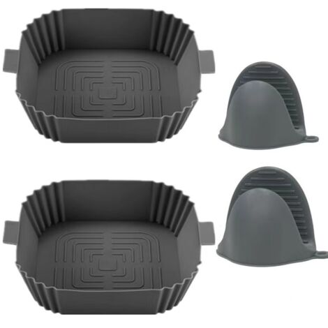 Tapis silicone carré friteuse air lot 2, cuisson antiadhésive réutilisable (1/5)
