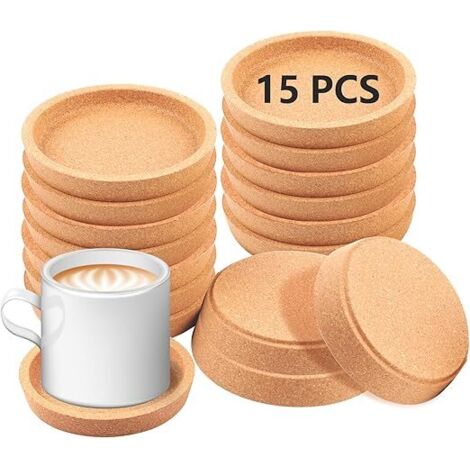 Sous-verres liège absorbants lot 15, antidérapants étanches réutilisables pour tasses boissons