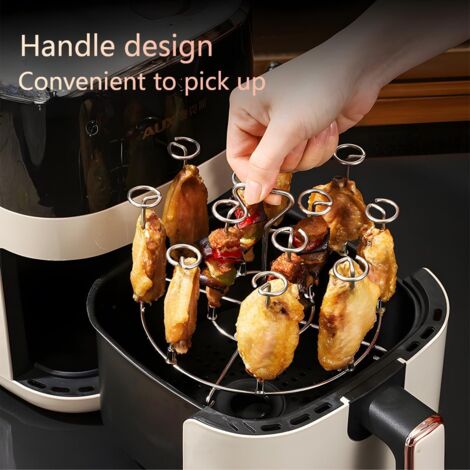 Brochettes inox lot 12 avec support vertical, accessoires friteuse air