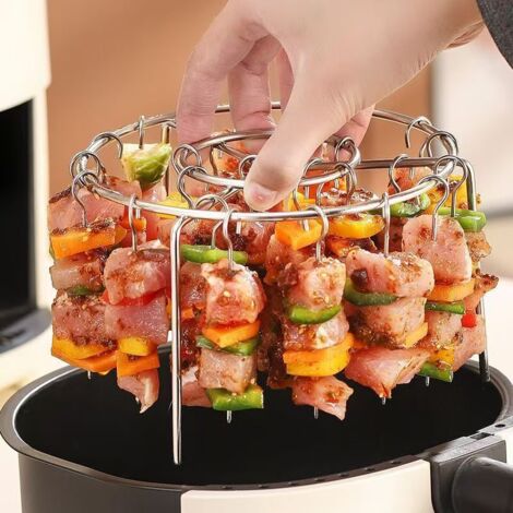 Support brochettes vertical friteuse air, capacité 24 brochettes inox