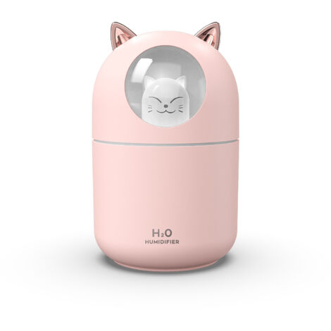 Humidificateur chat 300 ml USB, double buse LED purificateur air portable (1/5)