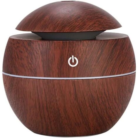 Mini humidificateur USB bois foncé, diffuseur ultrasonique veilleuse LED (1/5)