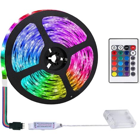 Bande LED RGB à piles, ruban flexible télécommande décoration fête bricolage