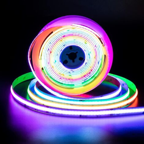 Bande LED COB RGB adressable, ruban flexible sans points changement couleur