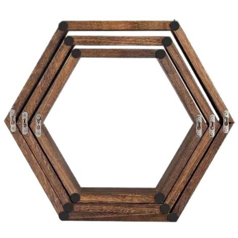 Étagères murales hexagonales bois, rangement déco salon design (1/5)
