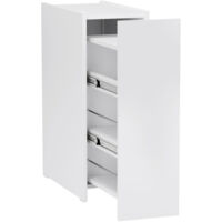 Hibi Mono Narrow Bathroom Cabinet on Wheels, 3-Compartment Drawer, Niche Storage, 47x25x66.5cm, White Finish