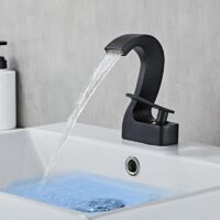 Gold/black single-handle waterfall faucet for washbasin – Hot and cold water, modern design