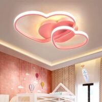 50cm LED Heart-Shaped Ceiling Light for Children, Dimmable with Remote Control, Pink, Living Room Ceiling Light