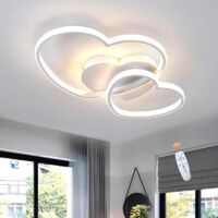50cm LED Heart-Shaped Ceiling Light for Children, Dimmable with Remote Control, White, Living Room Ceiling Light