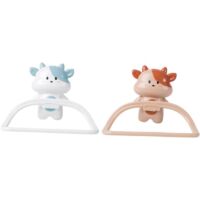 Set of 2 wall-mounted towel racks for children with shelf, cartoon designs, bathroom storage