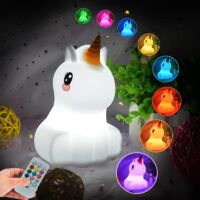 Unicorn silicone night light for children, 9 colors, baby room gift