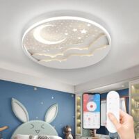 Dimmable creative moon LED ceiling light for children, modern children's bedroom ceiling light