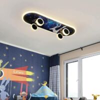 Children's LED skateboard ceiling light, model A, dimmable with remote control, ceiling light