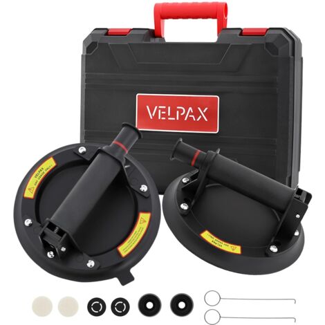 Ventouse Carrelage 2 Pièces 8" Ventouse Vitre Professionnelle avec Boîte à Outils Portable, Ventouse pare Brise, Ventouse à Vide Pour soulever de Vitre, Plaques, Carrelage, Meubles, Charge 200 KG