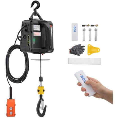 Palan Électrique 3 en 1 Treuil Électrique Portable 500 kg Treuil de Levage 1500 W Hauteur de Levage 7 m Vitesse 4 m/min Commande Manuelle, Filaire 6 m & Sans Fil 60 m