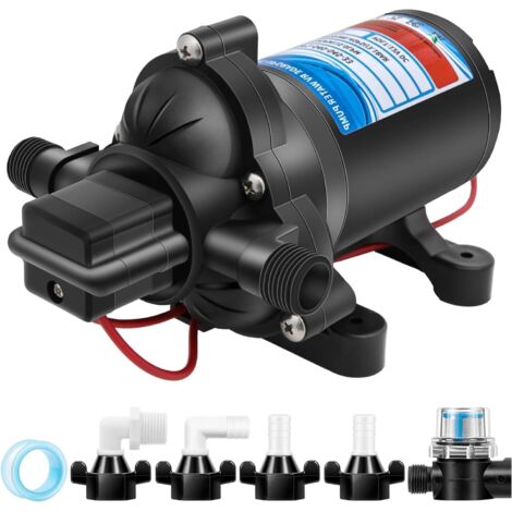 Pompe à Eau à Membrane 12 V 4 GPM/ 15,0L /min 3 Chambres 45 PSI Pompe à pression auto-amorçante à la demande Pompe a eau Camping Car avec Démarrage et Arrêt Automatiques